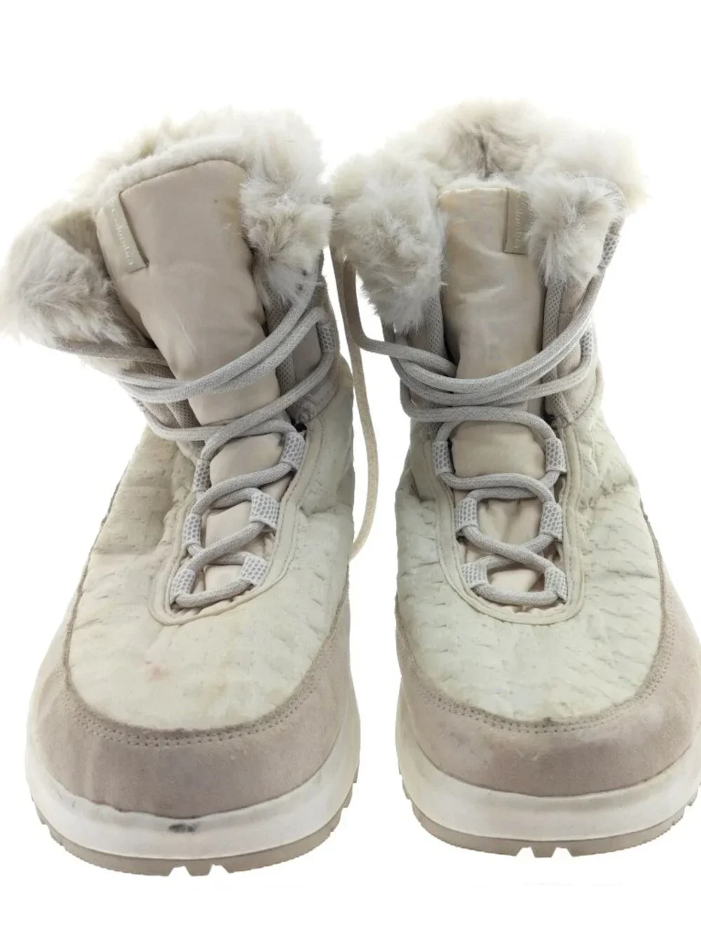Columbia Women's 12 Waterproof Cream Faux Fur Winter Snow Boots Omni-Grip